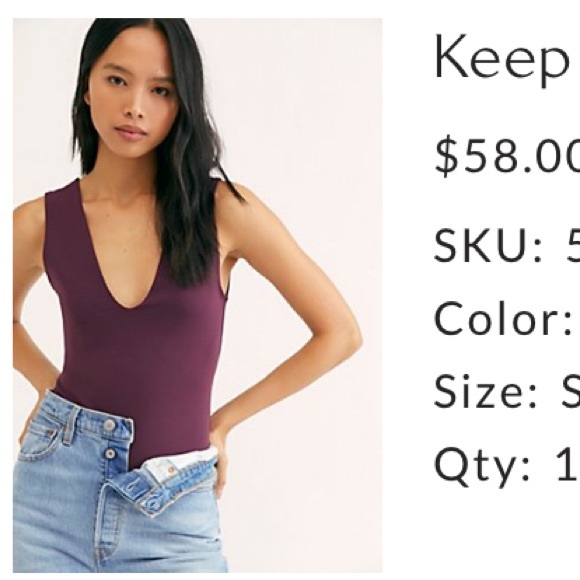 NWT Free People “Keep It Sleek” Intimately Bodysuit Purple Eggplant Color - Picture 2 of 7
